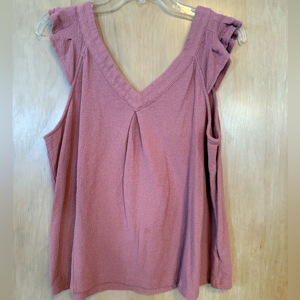 a.n.a Mauve Sleeveless Blouse with Ruffle Detail